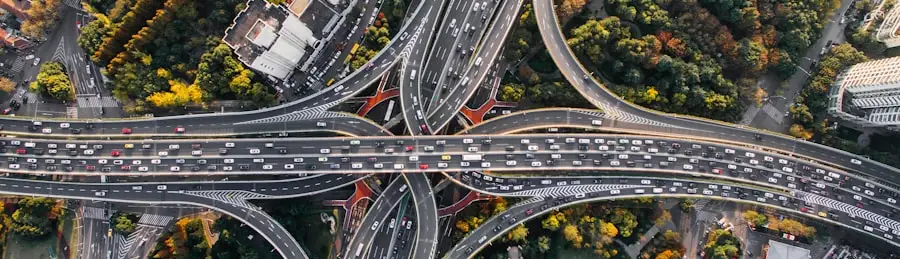 Highways crossing state lines from above