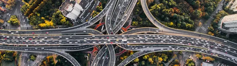 Highways crossing state lines from above