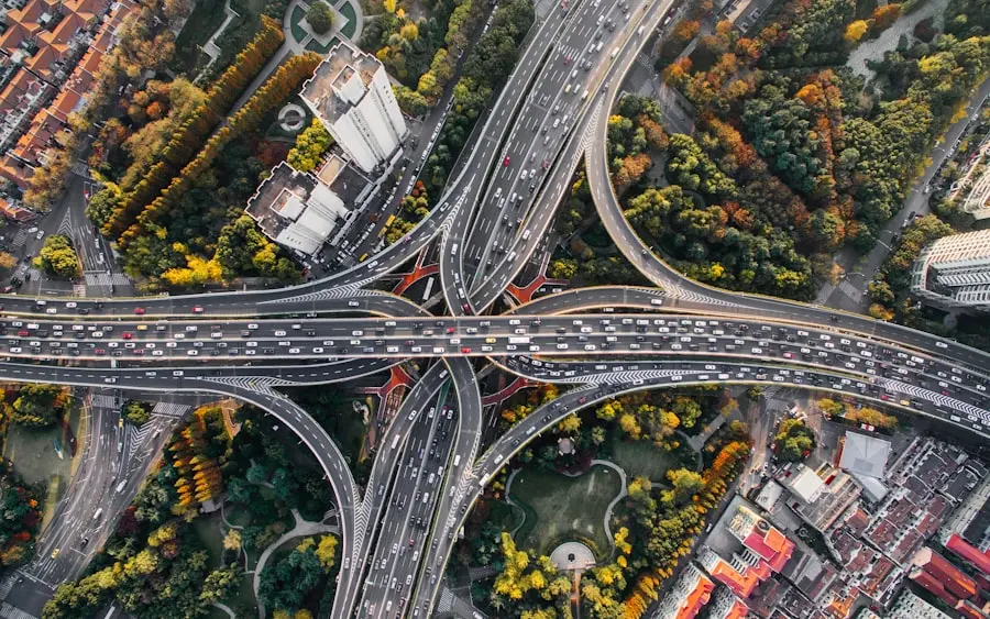 Highways crossing state lines from above